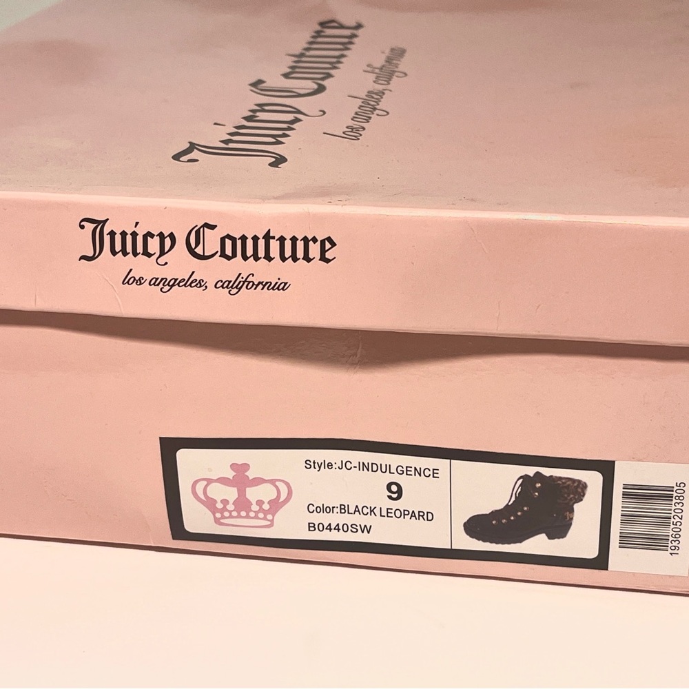 Juicy Couture Black Combat Boots with Leopard Detail - Picture 7 of 7